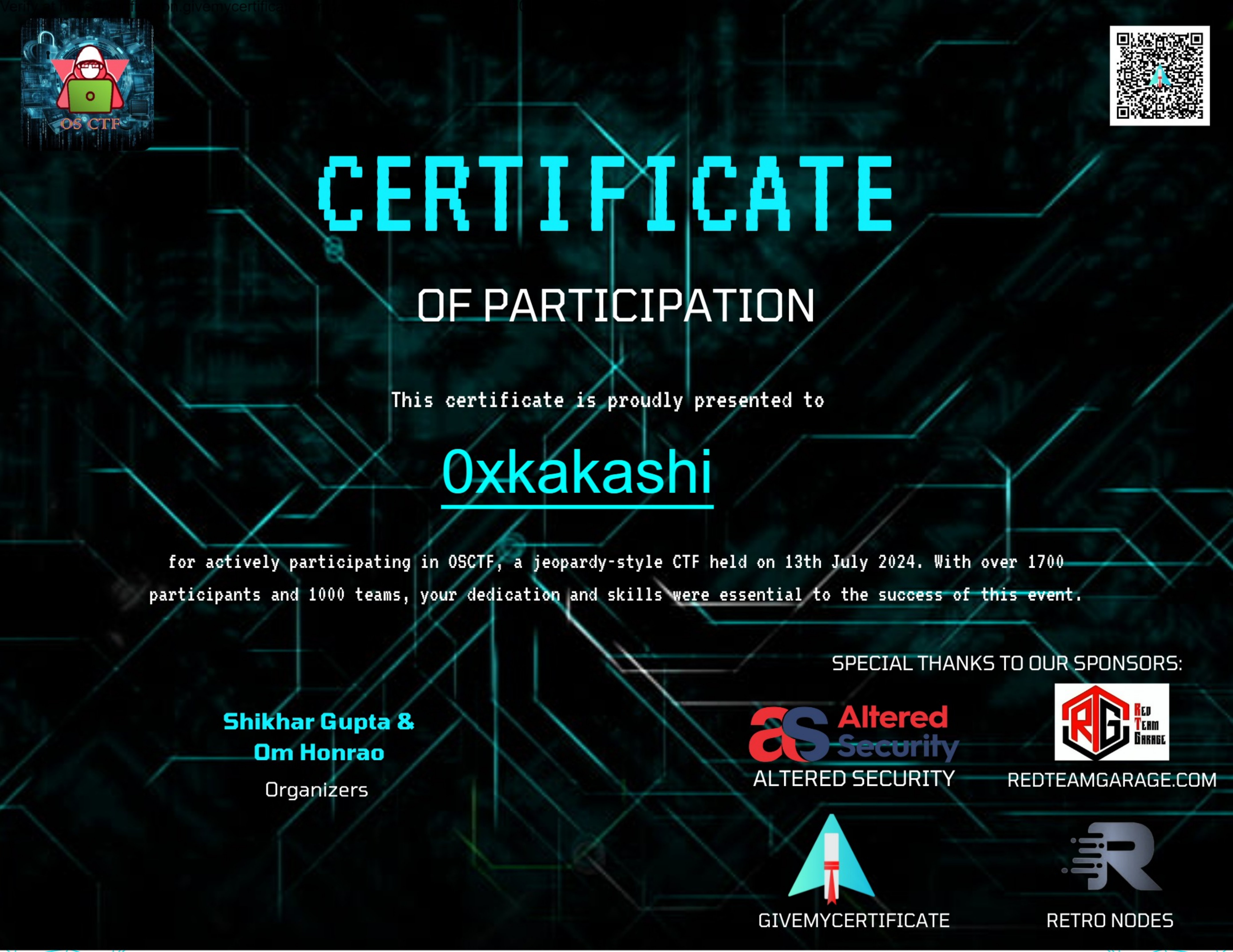 CTF Event OSCTE 2024 badge