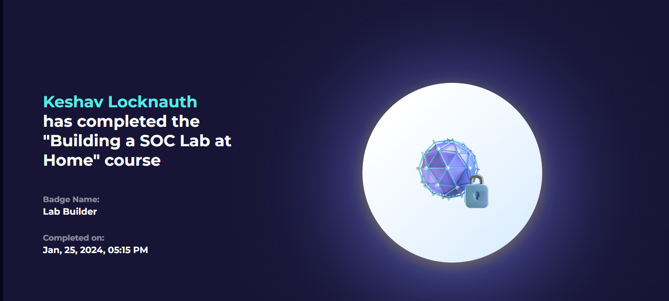LetsDefend Lab Builder (SOC) badge