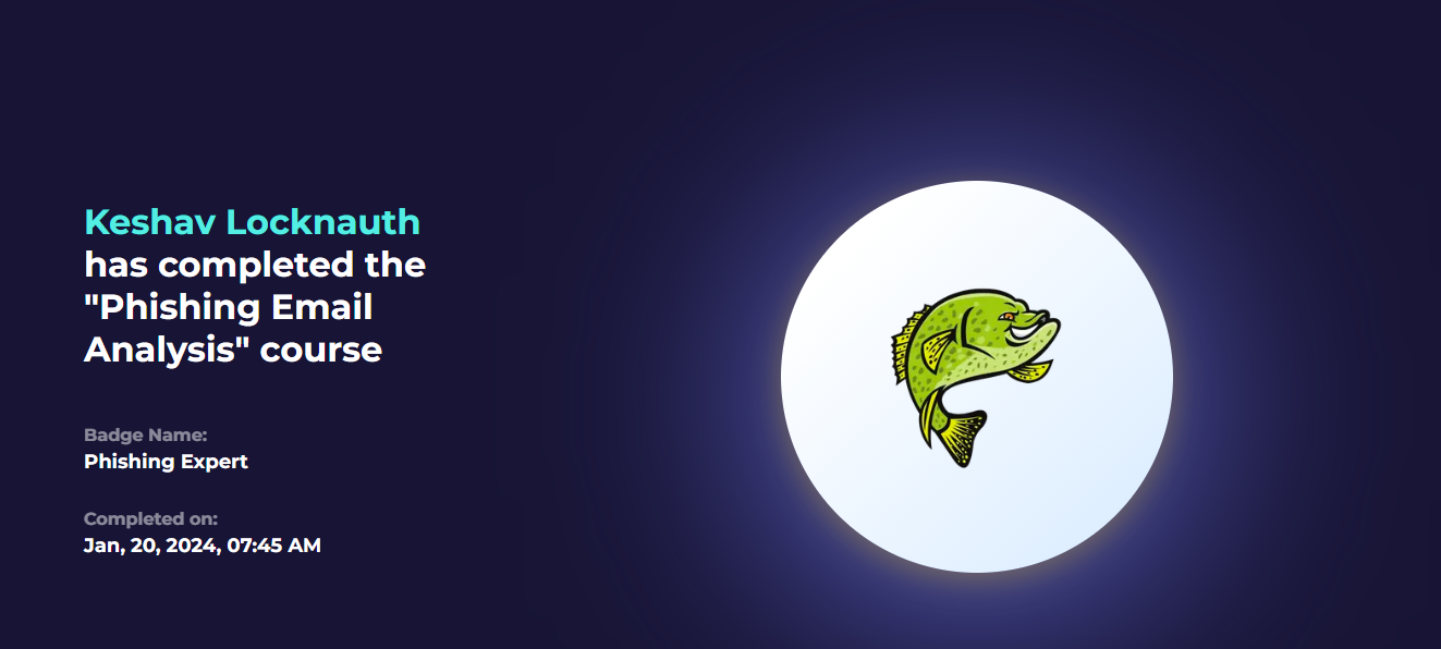 LetsDefend Phishing Expert badge
