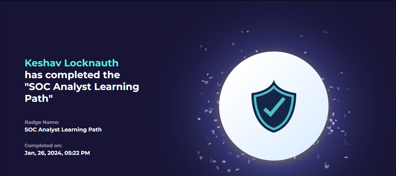 LetsDefend SOC Analyst Learning Path badge